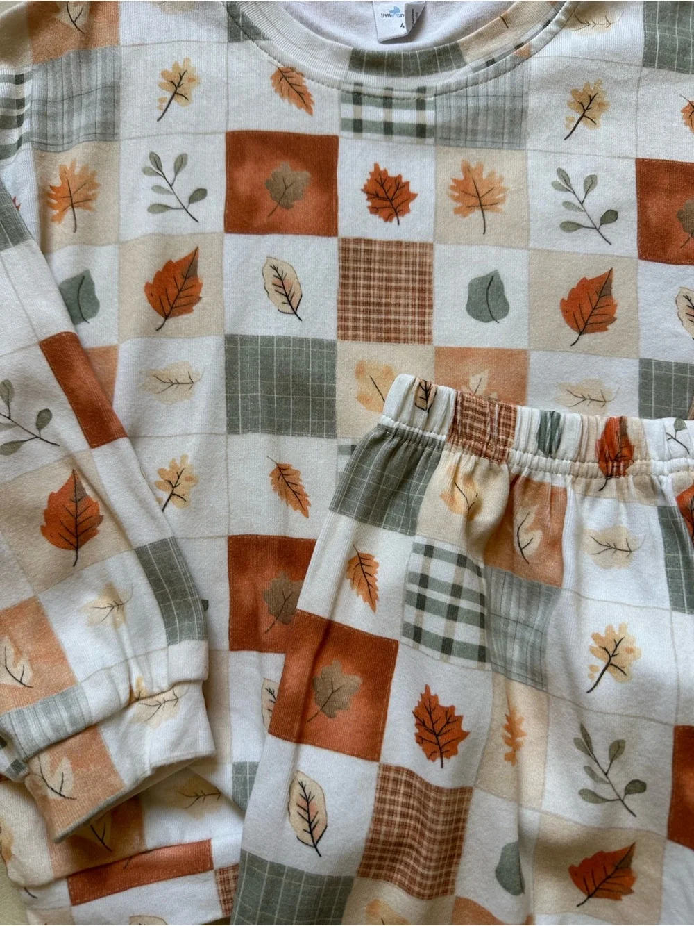 4t Little One Shop Cozy Fall Leaf Cotton Oversized Set - White, Rust & Sage